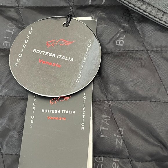 Bottega Italia Venezia Men’s Black Leather Zip / Snap Jacket ~ SIZE XL ~ NWT - Picture 9 of 12